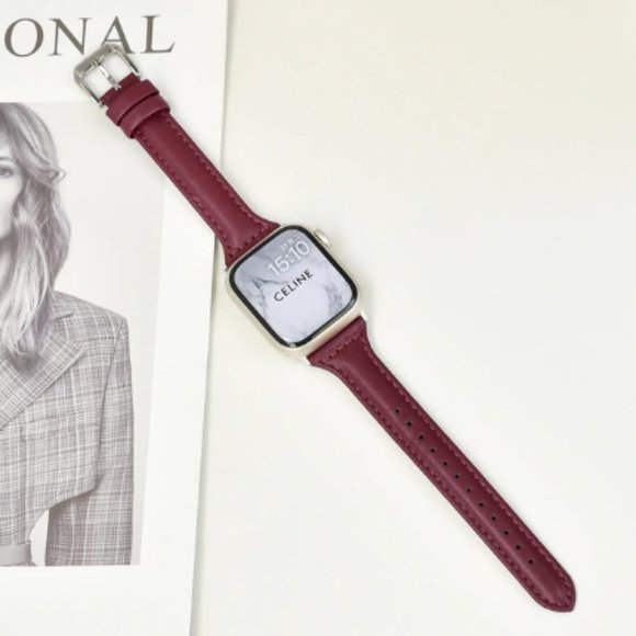 Accessories - NEW[BAND] Slim WINE RED Strap Leather For Apple Watch